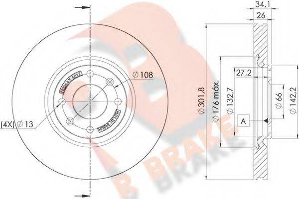 R BRAKE 78RBD25017 гальмівний диск