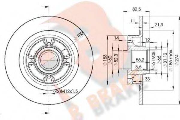 R BRAKE 78RBD16328 гальмівний диск