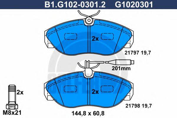 GALFER B1G10203012 Комплект гальмівних колодок, дискове гальмо