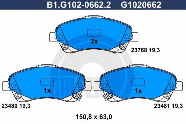 GALFER B1G10206622 Комплект гальмівних колодок, дискове гальмо