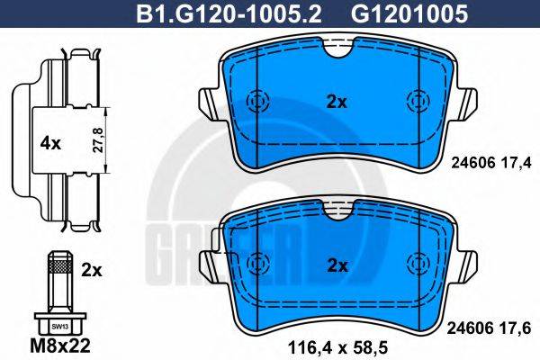 GALFER B1G12010052 Комплект гальмівних колодок, дискове гальмо