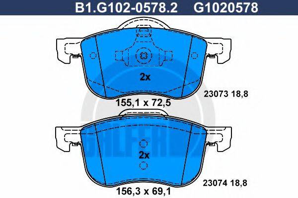 GALFER B1G10205782 Комплект гальмівних колодок, дискове гальмо