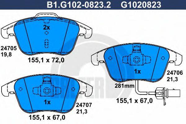 GALFER B1G10208232 Комплект гальмівних колодок, дискове гальмо