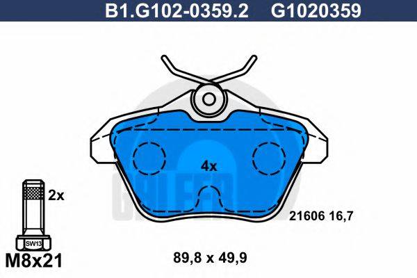 GALFER B1G10203592 Комплект гальмівних колодок, дискове гальмо