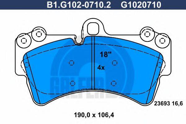 GALFER B1G10207102 Комплект гальмівних колодок, дискове гальмо