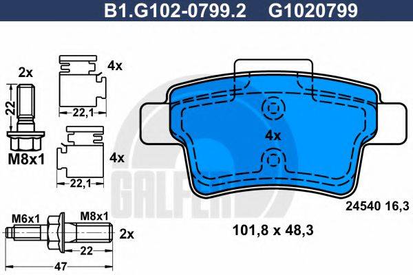 GALFER B1G10207992 Комплект гальмівних колодок, дискове гальмо