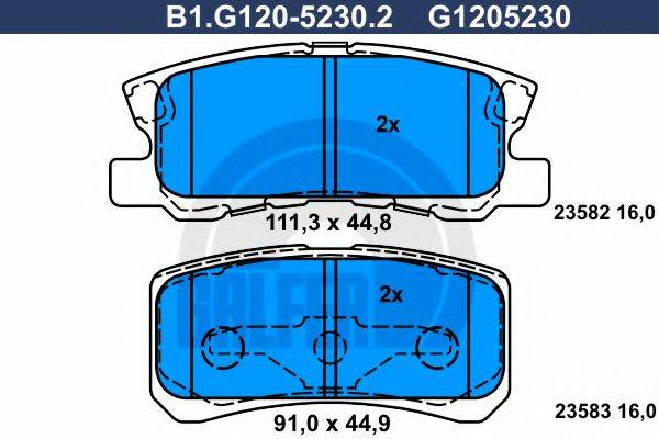 GALFER B1G12052302 Комплект гальмівних колодок, дискове гальмо