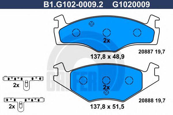 GALFER B1G10200092 Комплект гальмівних колодок, дискове гальмо