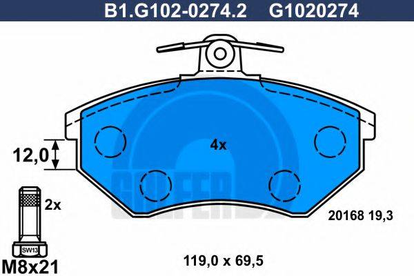 GALFER B1G10202742 Комплект гальмівних колодок, дискове гальмо