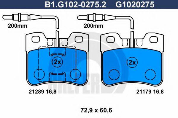 GALFER B1G10202752 Комплект гальмівних колодок, дискове гальмо