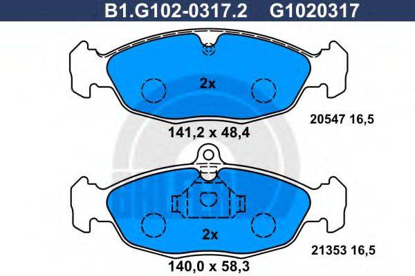 GALFER B1G10203172 Комплект гальмівних колодок, дискове гальмо