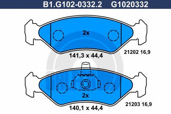 GALFER B1G10203322 Комплект гальмівних колодок, дискове гальмо