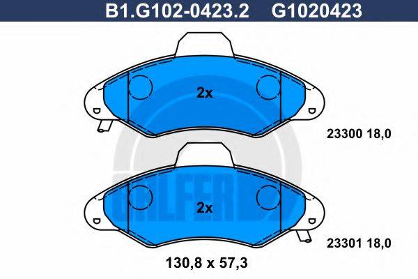 GALFER B1G10204232 Комплект гальмівних колодок, дискове гальмо