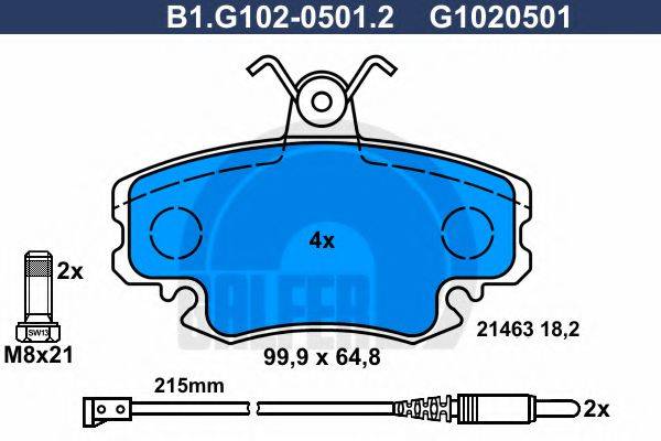 GALFER B1G10205012 Комплект гальмівних колодок, дискове гальмо