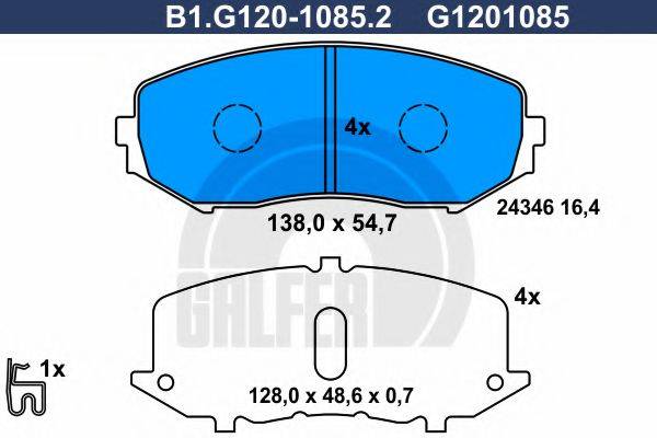 GALFER B1G12010852 Комплект гальмівних колодок, дискове гальмо