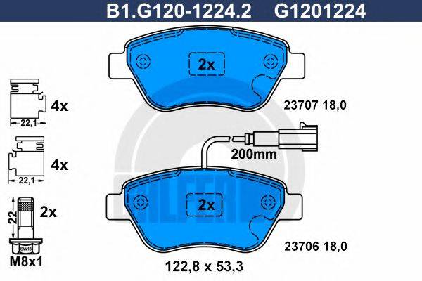 GALFER B1G12012242 Комплект гальмівних колодок, дискове гальмо