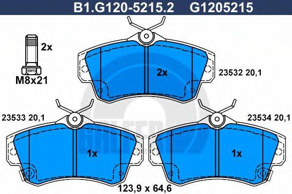 GALFER B1G12052152 Комплект гальмівних колодок, дискове гальмо