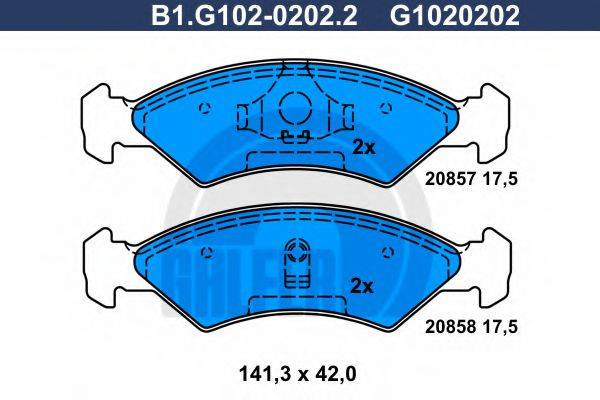 GALFER B1G10202022 Комплект гальмівних колодок, дискове гальмо