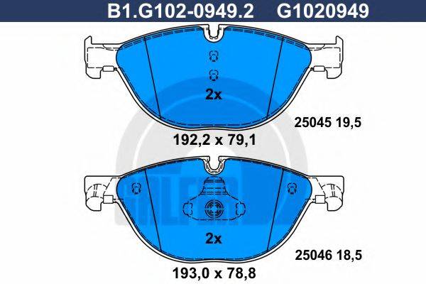 GALFER B1G10209492 Комплект гальмівних колодок, дискове гальмо