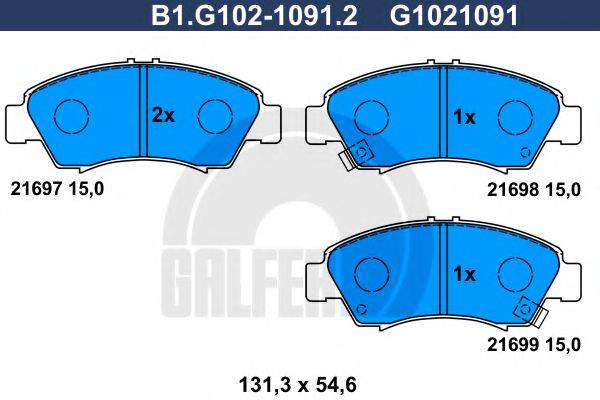 GALFER B1G10210912 Комплект гальмівних колодок, дискове гальмо