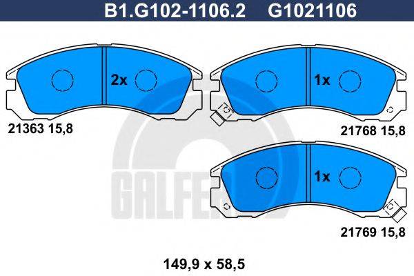 GALFER B1G10211062 Комплект гальмівних колодок, дискове гальмо