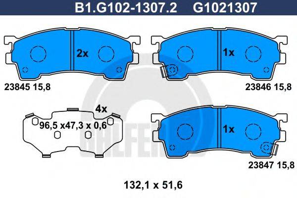 GALFER B1G10213072 Комплект гальмівних колодок, дискове гальмо