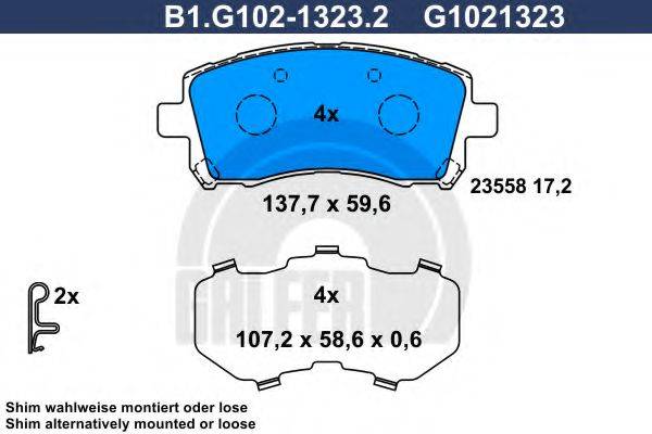 GALFER B1G10213232 Комплект гальмівних колодок, дискове гальмо