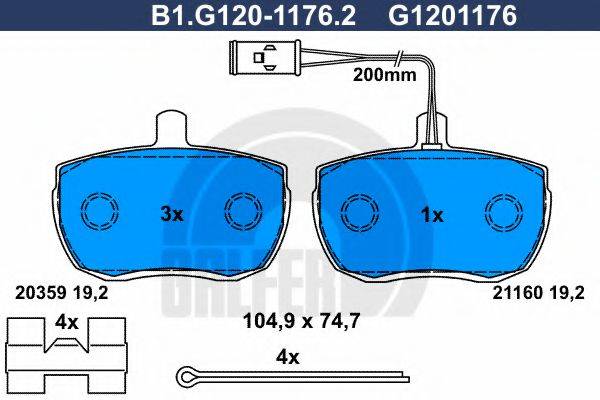 GALFER B1G12011762 Комплект гальмівних колодок, дискове гальмо