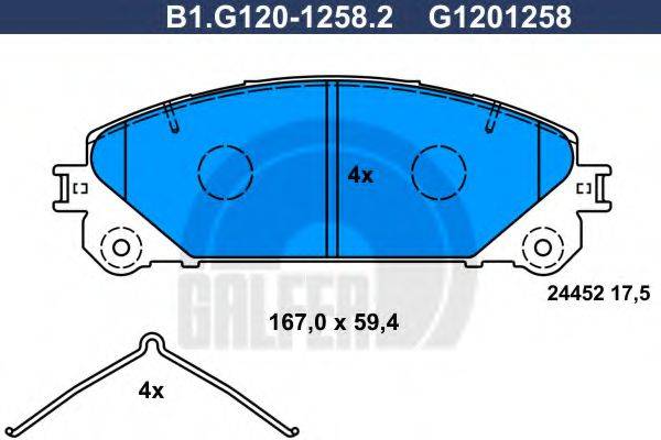 GALFER B1G12012582 Комплект гальмівних колодок, дискове гальмо