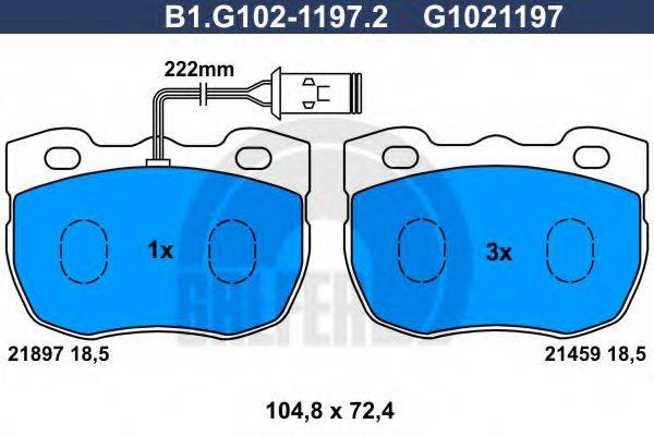 GALFER B1G10211972 Комплект гальмівних колодок, дискове гальмо