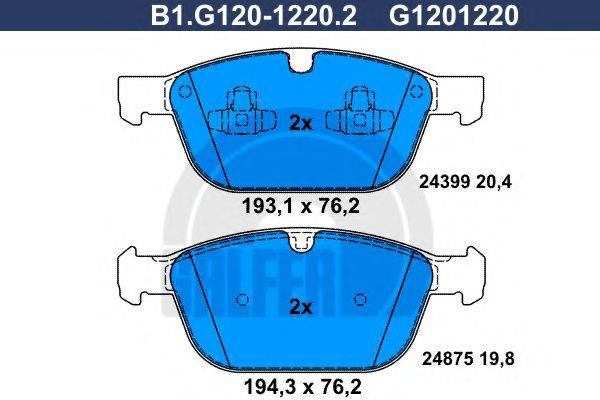 GALFER B1G12012202 Комплект гальмівних колодок, дискове гальмо