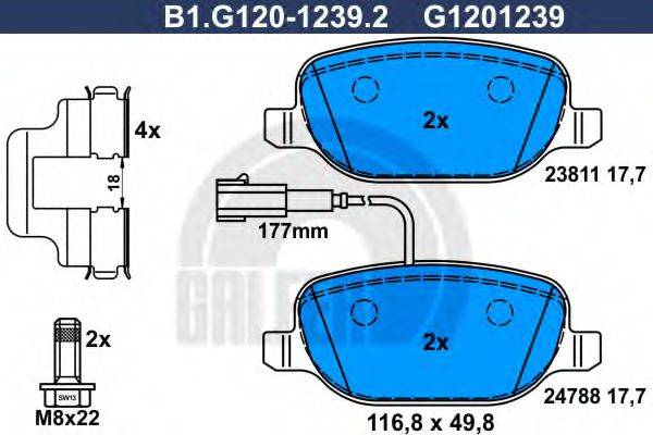 GALFER B1G12012392 Комплект гальмівних колодок, дискове гальмо