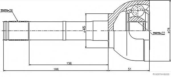 HERTH+BUSS JAKOPARTS J2828008 Шарнірний комплект, приводний вал