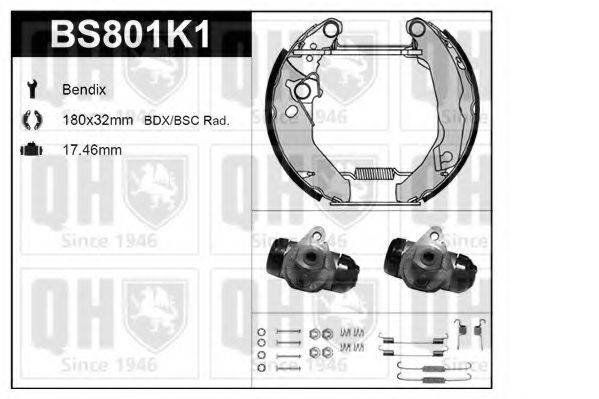 QUINTON HAZELL BS801K1 Комплект гальм, барабанний гальмівний механізм