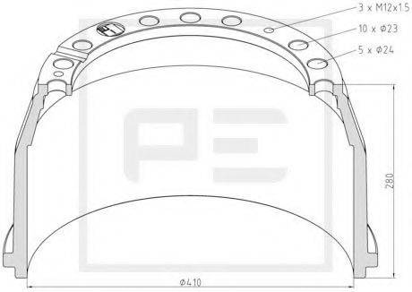 PE AUTOMOTIVE 01640200A Гальмівний барабан