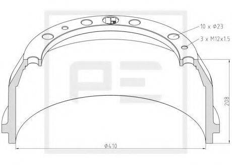 PE AUTOMOTIVE 01646000A Гальмівний барабан