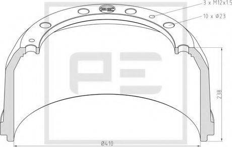 PE AUTOMOTIVE 01652700A Гальмівний барабан