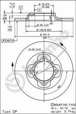 BREMBO 08443610 гальмівний диск