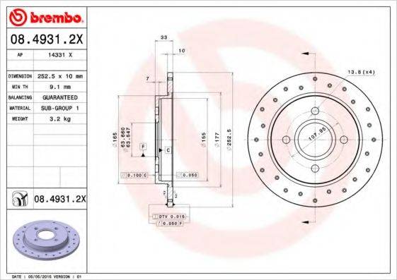 BREMBO 0849312X гальмівний диск