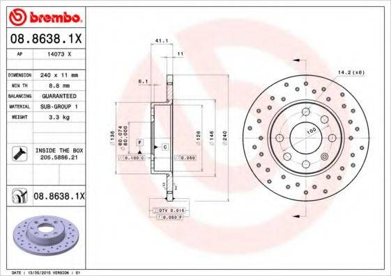 BREMBO 0886381X гальмівний диск