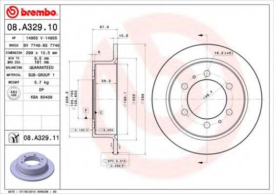 BREMBO 08A32910 гальмівний диск