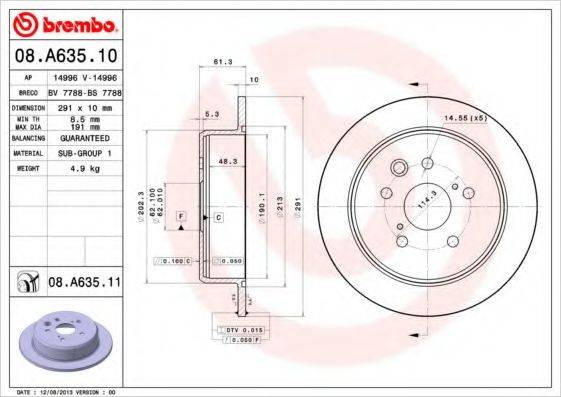 BREMBO 08A63511 гальмівний диск