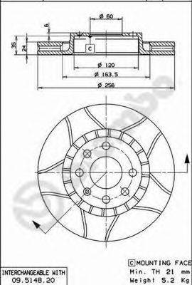 BREMBO 09514876 гальмівний диск