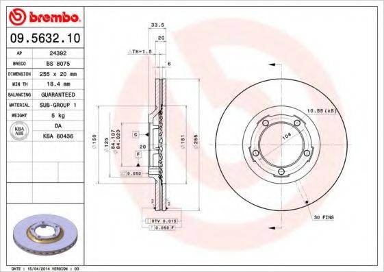 BREMBO 09563210 гальмівний диск