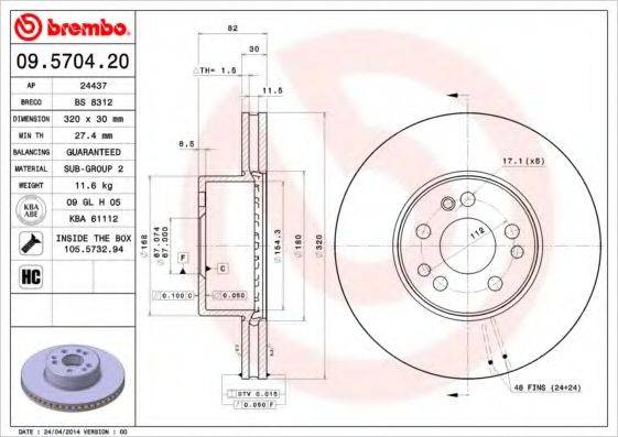 BREMBO 09570420 гальмівний диск