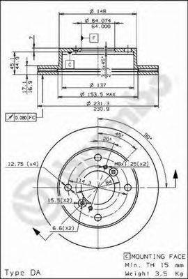 BREMBO 09674110 гальмівний диск