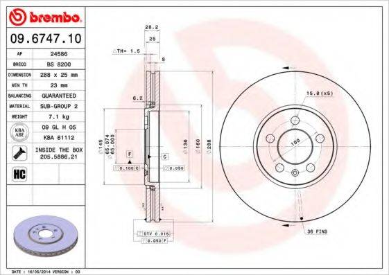 BREMBO 09674710 гальмівний диск