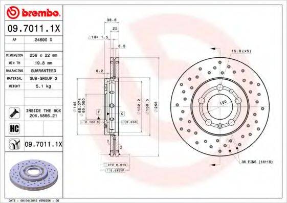 BREMBO 0970111X гальмівний диск