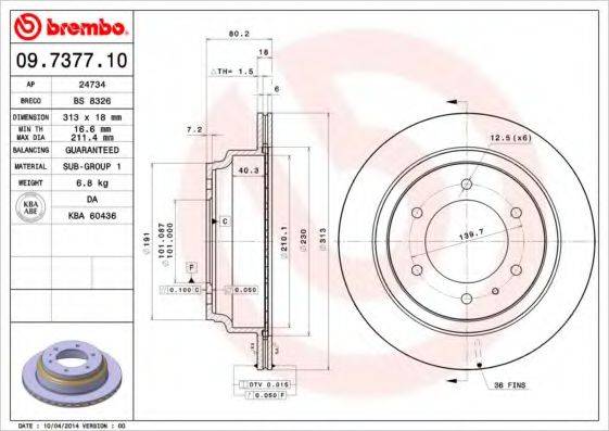 BREMBO 09737710 гальмівний диск