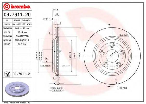 BREMBO 09791120 гальмівний диск